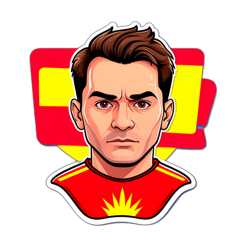 Sticker met de gele vlag en serieuze gezichten