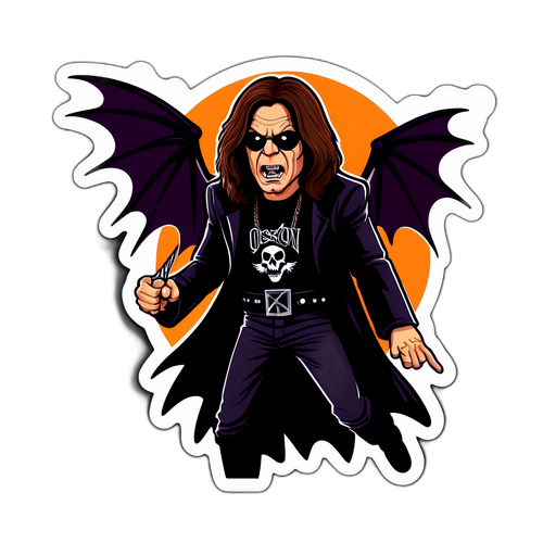 Sticker Edgy Ozzy Osbourne dengan Sayap Kelawar