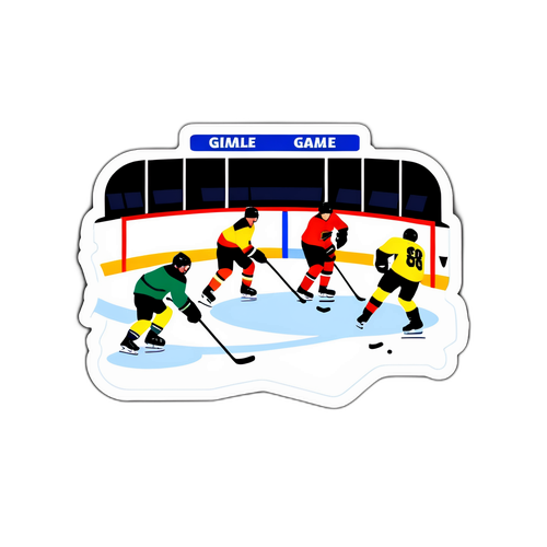 Hockeywedstrijd met spelers en scorebord