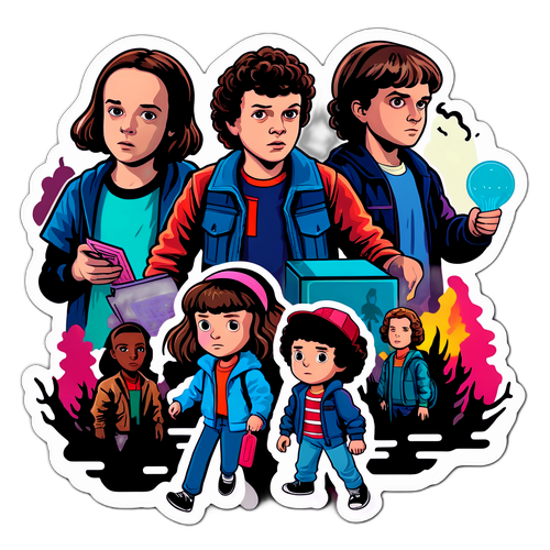 Hình ảnh nhân vật từ Stranger Things trong bối cảnh bí ẩn với màu sắc tối hơn