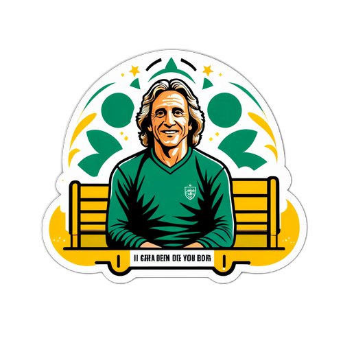 Arte estilizada de Jorge Jesus no banco