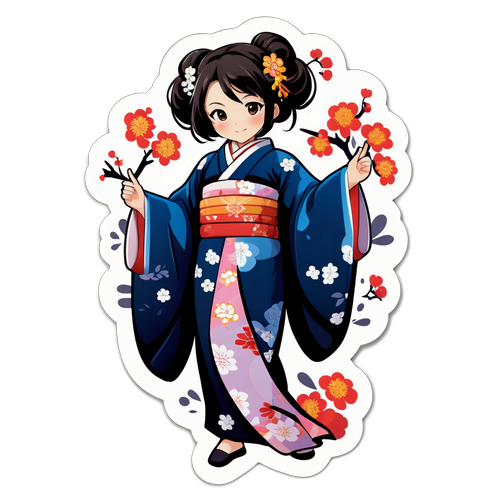 優雅的女孩子穿著獨特的和服