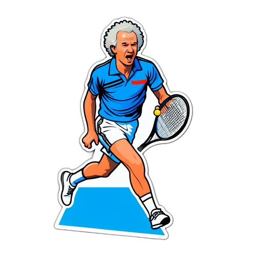 Autocollant de John McEnroe en plein enthousiasme sur le court