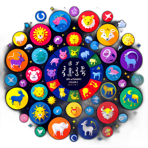 Стикер, изображающий 12 знаков зодиака