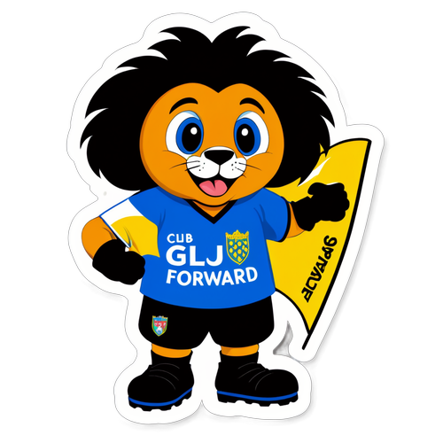 Adesivo Divertido do Mascote do Getafe com Bandeira do Clube