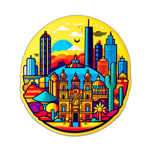 Vibrant Mexico City Skyline Sticker
