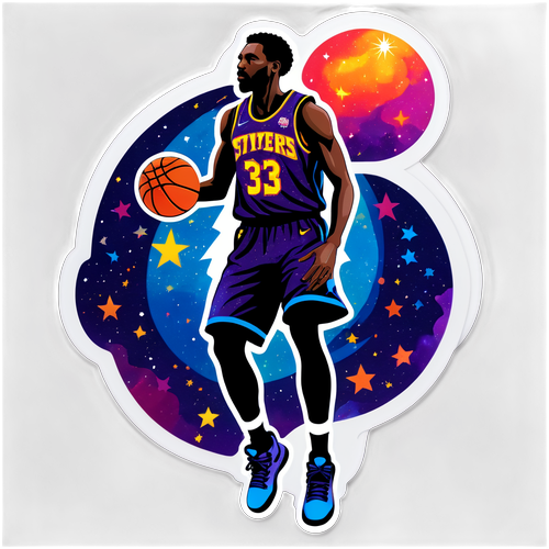 Malamang na Nakakapukaw! Pintura ng Fantasy Basketball Player sa Cosmic na Kalawakan!