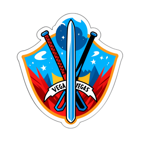 Наклейка с динамичным дизайном, отражающим соревновательный дух матча между Вегасом и Колорадо