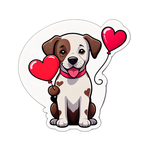 Uroczy Pudelek z balonem w kształcie serca