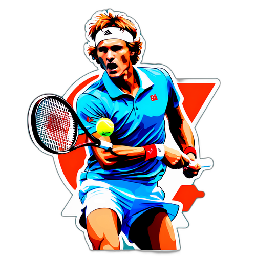 Action-geladener Portrait von Alexander Zverev beim Tennisserve
