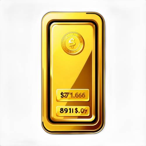 Aufkleber mit goldenem Barren und steigenden Goldpreisen