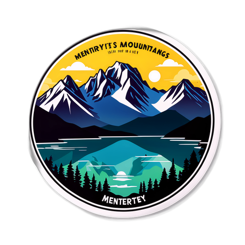 Stiker Pemandangan Gunung Monterrey
