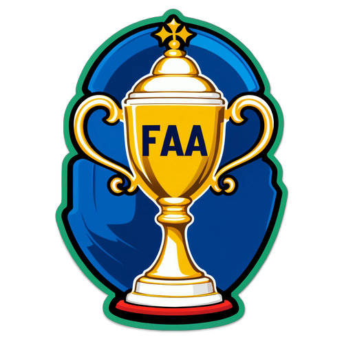 FA-Cup Sticker med Fotball og Trofé