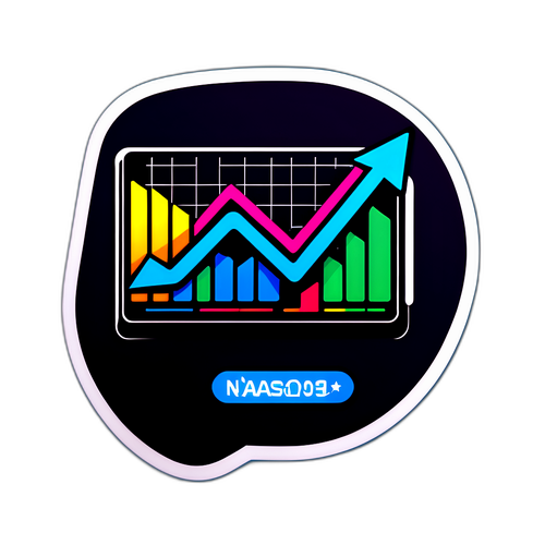 테크 산업을 나타내는 아이콘과 나스닥 지수 그래프가 결합된 스티커