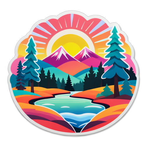 Serene Mountain Sunrise Sticker