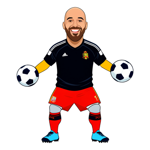 Fröhlicher Aufkleber von Pepe Reina im Torwartpose