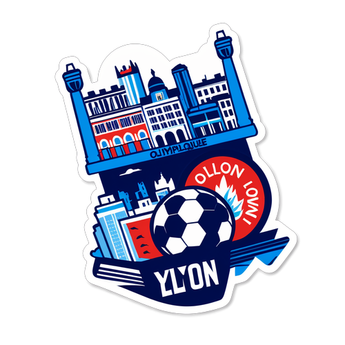 Design graphique de la ville de Lyon avec des éléments du club Olympique Lyonnais