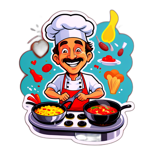 Autocollant humoristique de Gérard Kadoche en train de cuisiner
