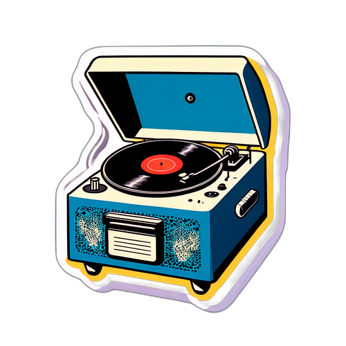 रेट्रो व vinyl रिकॉर्ड प्लेयर स्टिकर