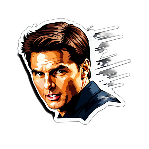 Ikoniczny naklejka z Tomem Cruisem w akcji