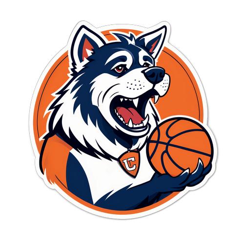UConn Basketball Roaring Dog Mascot Sticker