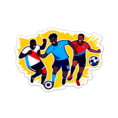 Designaa Konferenssiliigan tarra, jossa dynaamisia jalkapallomomenteja ja voiton iloa