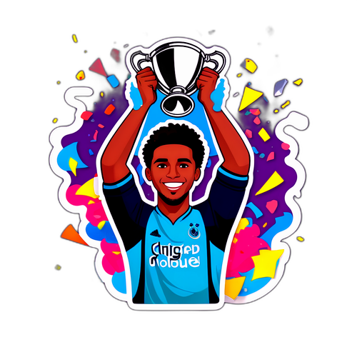 Sticker van een Champions League-winnaar met de trofee