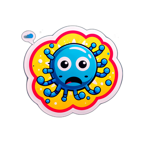 Kreativ design av søt norovirusmolekyl med snakkeboble som promoterer hygiene