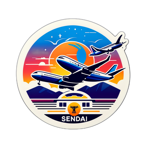仙台空港ターミナルのスタイリッシュなイラスト