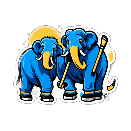 Whimsical Mammoth Ice Hockey Sticker