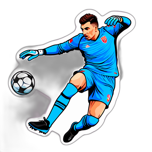 Sticker cầu thủ Anatoliy Trubin đang cản phá bóng