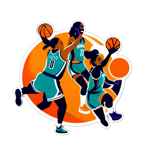 Sticker ng WNBA na may Animated na Manlalaro