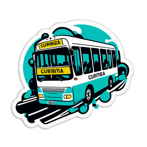 Desenho de tráfego caótico em Curitiba com um ônibus destacado após um acidente