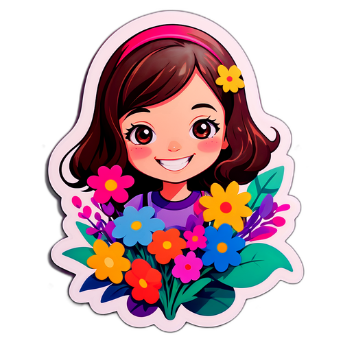 Adesivo di Arisa con un bouquet di fiori