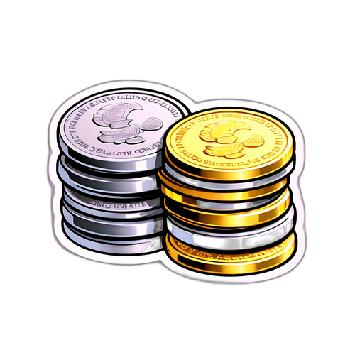 धातुओं के सिक्कों का आकर्षक स्टिकर