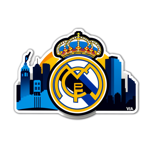 Sticker van Real Madrid met skyline van Madrid