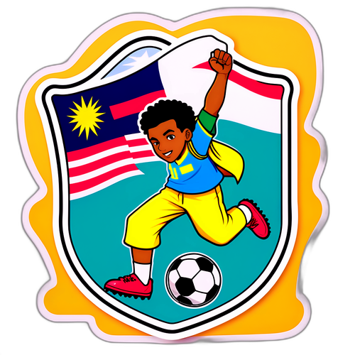 Diseño de pegatina Junior con bandera ondeando