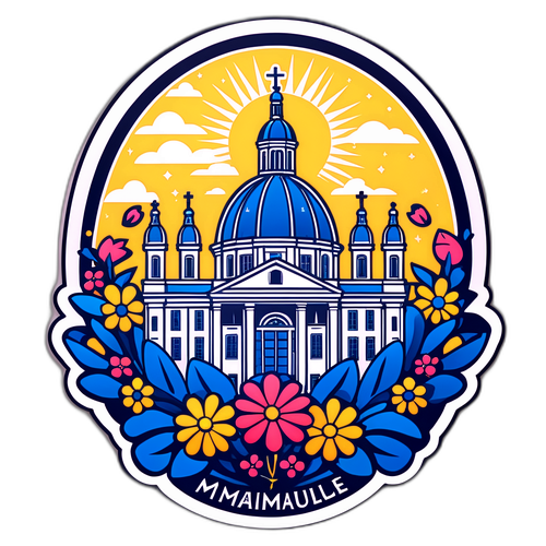 An artistiek beeld van het Institut Marie Immaculée met bloemen en een academisch thema