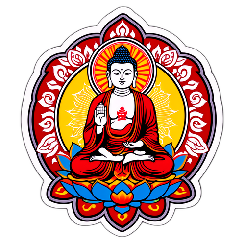 心經合併佛教意象的貼紙設計