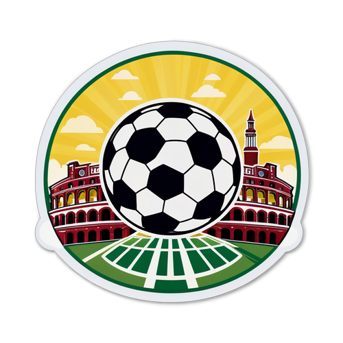 Stiker Bola Sepak dengan Stadion Ikonik