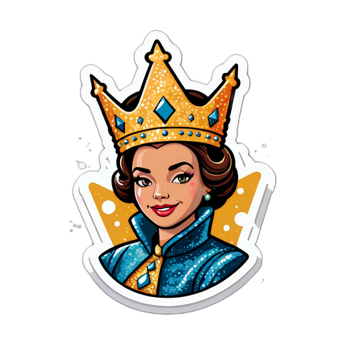 Glamouröse Sticker von Harald Glööckler mit seinem berühmten Pailletten-Outfit und einer Krone