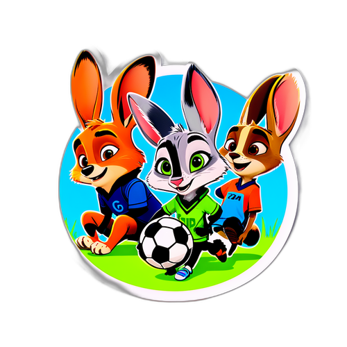 Sticker de personajes de Zootopia en un torneo de fútbol