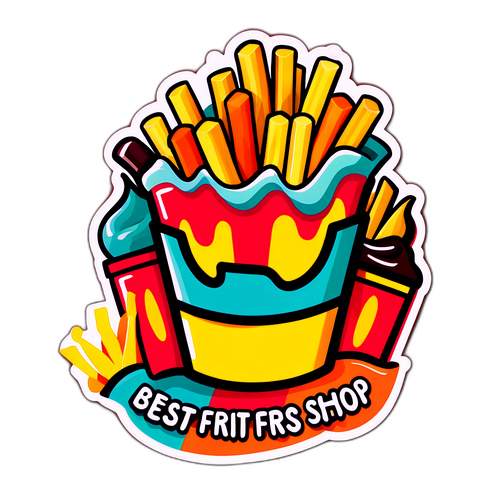 Kleurvolle illustratie van friet met verschillende sauzen