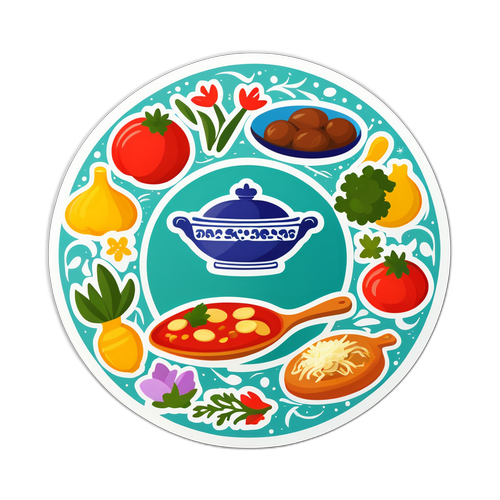 Стікери з символами національних страв Полтави, весняне оформлення