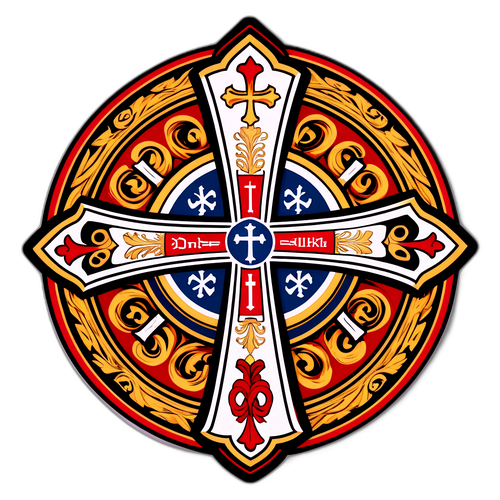 Dominik Duka s biskupskou insignií ve historickém rámečku, vedle stylizovaného kříže a nápisu „Vedení a víra“