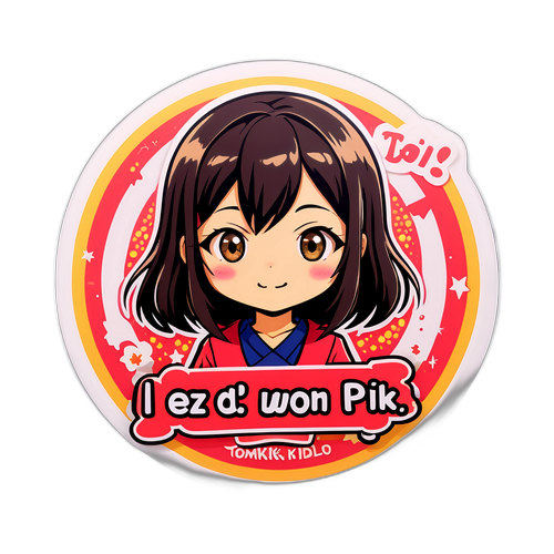 トモコ・キダのキャッチフレーズを取り入れたステッカーデザイン