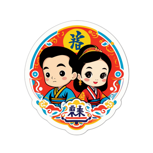 紫寒与紫萱的怀旧风格贴纸