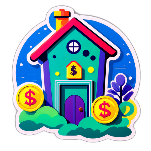 住房與金錢符號的圖案設計