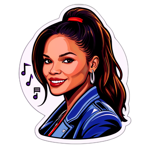 Klistermärke av Cassie Ventura med musikaliska inslag