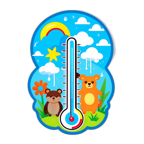 可愛的變化天氣溫度計貼紙